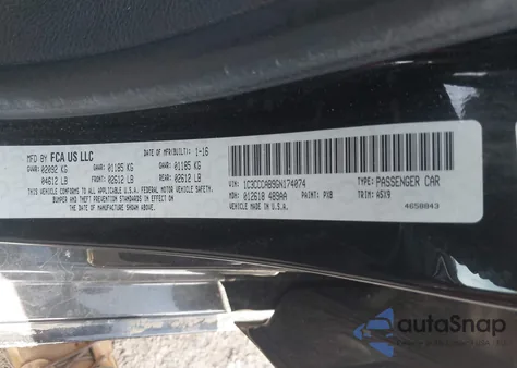 2016 Chrysler 200 Limited z USA, uszkodzony, nr VIN 1C3CCCAB9GN174074